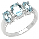 Edler Diamant-Blue Topas-Ring- 925 Sterling Silber Rhod 2,33 Karat