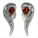 Diamant Ohrringe -925 Silber- Rhodiniert-mit Granat
