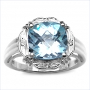 Edler Diamant-Blue Topas-Ring-925 Sterling Silber Rhod.-3,29 Karat