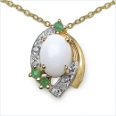 Collier/Kette m.Opal-Smaragd-Anhänger Silber-vergoldet-10cts