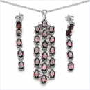 Luxus Granat Schmuck-SET 4-teilig 925 St.Silber Rhodin.-16,90 Karat