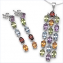 SET 4-teilig Multicolor-Citrin,Topas,Peridot,Amethyst,Granat 13,30 Karat