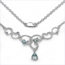 Elegantes Collier/Kette mit Blautopas/Tansanit-Silber-Rhodiniert