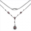 Collier/Kette m.Granat/Topas-925 Silber-Rhod.-10 Edelsteine-2,87 Karat