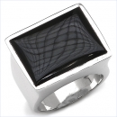 ONYX-Herren-Ring Siegelring 925 Sterl.Silber Rhodiniert 9,86 Karat