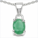 Collier/Kette-Anhänger Smaragd (Emerald)-925 Silber-Rhod.-0,85 Karat