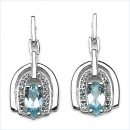 40 Seltene Blaue Diamanten-Brillianten-Blautopas-Ohrringe-Silber Rhod.