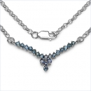 Edles Collier/Kette m.Blauen Saphiren-925 Silber-Rhod.-0,95 Karat