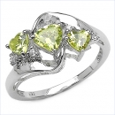 Herzen Diamant/Peridot-Ring-925 Sterling Silber Rhod.1,24Karat