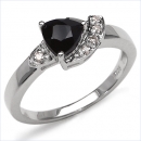 Edler Diamant-Black Saphir-Ring-925 St.Silber Rhodiniert-0,85 Karat