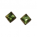 Quadratische grüne Kristall Ohrringe mit Zargenfassung-925 Sterling Silber Rhod.
