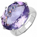 Schmuck-SET: 3-teilig-Facettierte große Amethyste-925 Silber mit Platin-Überzug-31,60 Karat