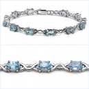 Edles Blautopas Armband 925 Silber-Rhodiniert-7,80 Karat