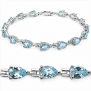 Bezauberndes Blautopas-Tropfen-Armband/925 Silber-Rhodiniert-12,75 Karat