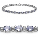 Edles Diamant-Tansanit Armband-Silber Rhod.52 Edelsteine