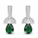 Elegante Tropfen-Ohrringe/Stecker mit grünen und weißen Zirkonias-18 Steine