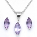 Marquise-rosa Amethyst-Schmuck-SET 4-teilig Silber-2,47 Karat