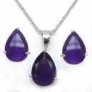 Afrikanischer Amethyst/Schmuck-SET -4-teilig Silber/Rhodiniert-7,86 Karat