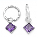 Edle Amethyst Ohrringe/Creolen-Silber Rhod.-3,00 Karat