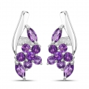 Bezaubernde Amethyst Blumen-Ohrringe-925 Silber Rhodiniert-1,08 Karat