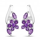 Bezaubernde Amethyst Blumen-Ohrringe-925 Silber Rhodiniert-1,08 Karat