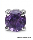 Herren-Ohrring/Stecker Amethyst-0,50 Karat-Silber-Rhodiniert