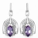 40 Weiße Diamanten-Amethyst-Ohrringe-Silber Rhod.-2,40 Karat