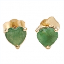 Elegante Herzen-Ohrringe/Ohrstecker Smaragd (Emerald)-10 Karat Gelbgold (416er)