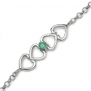 Edles Smaragd (Emerald)-Herzen-Armband 0,10 Karat-Sterling Silber