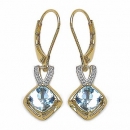 Ohrringe/Ohrhaken mit Blautopas-2,40 Karat Silber-vergoldet 14 Karat Gelbgold