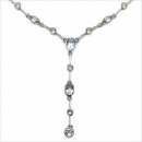 Edles Collier/Kette Peridot/Blautopas-925 Silber-Rhodiniert-5,32 Karat