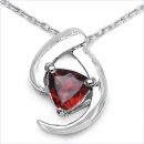 Collier/Kette Anhänger mit Granat 925 Silber-Rhodiniert