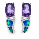 Designer-Ohrringe/Ohrstecker Amethyst-Silber Rhodiniert-0,90 Karat