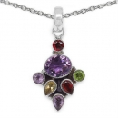 Schmuck-Set-Multi-Edelstein-Amethyst-Granat-Peridot-Citrin