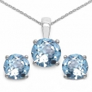 SET 4-teilig Blautopas-Ohrstecker,Collier,Anhänger-2,30 Karat