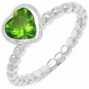 Herz-Ring Peridot-grüner Zirkonia-925 Sterling Silber-Rhodiniert-1,00 Karat