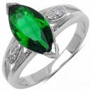 Großer grüner/weißer Zirkonia-Ring-925 Sterling Silber-Rhodiniert