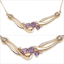 Collier/Kette m.Diamant/Amethyst-Anhänger Silb-vergold.in 10 Karat