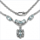 Edles Collier/Kette mit Blautopas-925 Silber-Rhodiniert