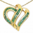Collier/Halskette mit Smaragd-Herz-Anhänger 925 Silber-vergoldet 10 Karat