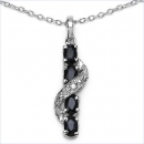 Collier/Kette m.Diamant/Schwarzer Saphir-Anhänger 1,41Karat