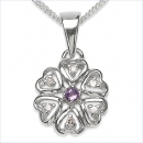 Collier mit 6 Diamanten / 1 Amethyst-Anhänger in 0,56 Karat