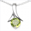 B-Ware-Collier/Kette mit Anhänger-Peridot 925Silber-Rhodiniert-0,90 Karat