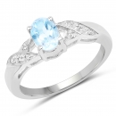 Edler Diamant / Blue Topas-Ring - 925 Silber-in 1,05 Karat