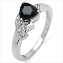 B-Ware-Diamant-Black Saphir-Ring-925 St.Silber Rhodiniert-0,85 Karat