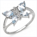 Diamant-Blue Topas-Ring-925 Sterling Silb.Rhodiniert-1,44 Karat