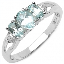 Diamant-Blautopas-Ring- 925 Sterling Silber Rhodiniert-1,36 Karat