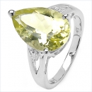 Diamant/Lemon Quarz-Ring-925 Sterling Silber Rhodiniert