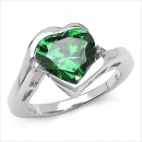 Großer grüner/weißer Zirkonia-Herz-Ring - 925 Sterling Silber - Rhodiniert 5,61 Karat