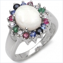 B-Ware-Ring Multicolor-Opal,Smaragd,Rubin,Saphir,Tansanit 2,35 Karat